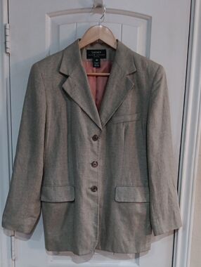 VTG Lauren Ralph Lauren Silk Linen Herringbone Blazer 10P Made in USA
